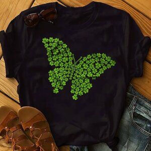 Graphic Butterfly St Patricks Day Shirt, Lucky St Patricks Day Tee